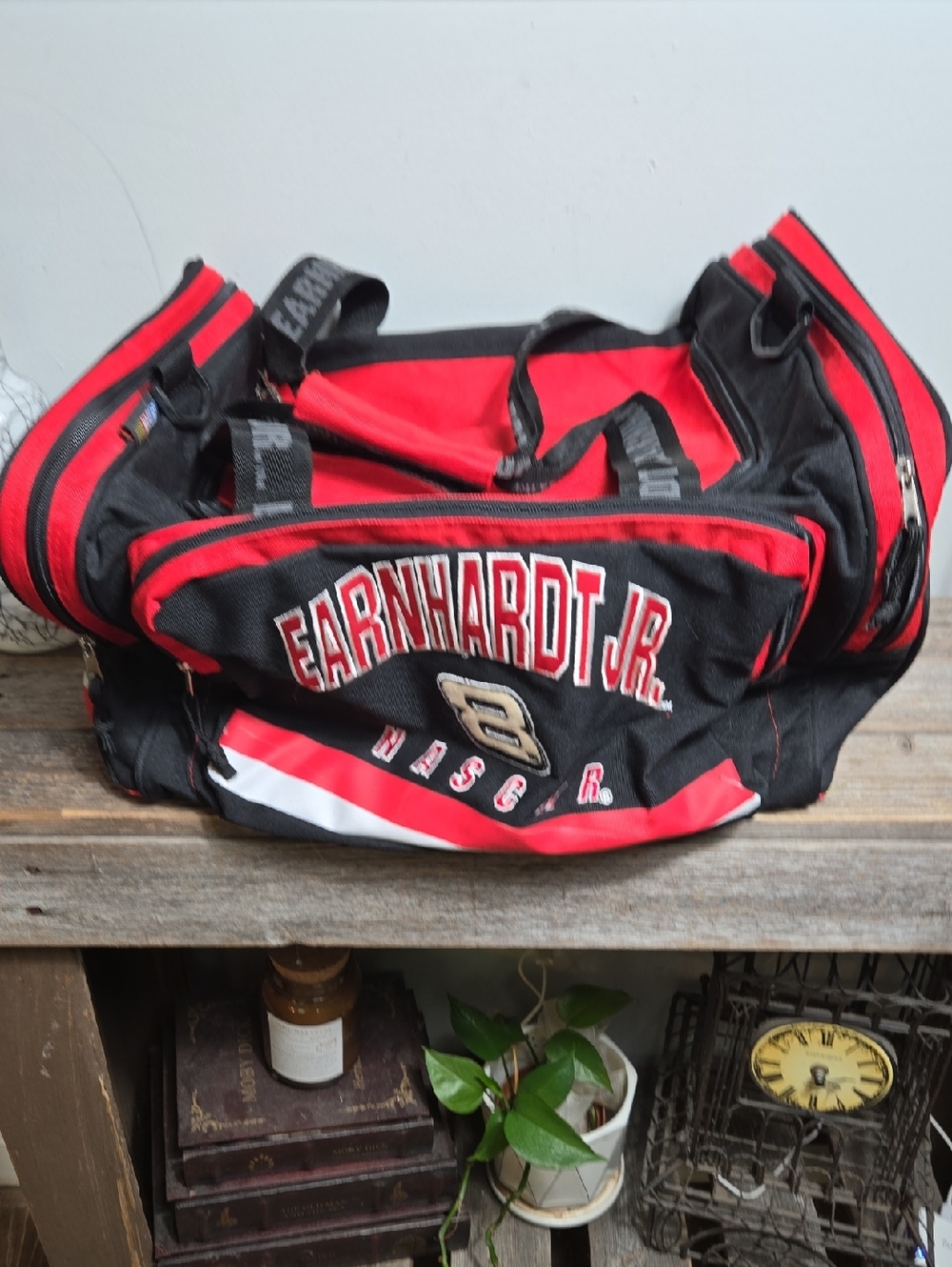 Dale Earhardt Jr 8 Red and Black Embroidered Y2KDuffle Bag